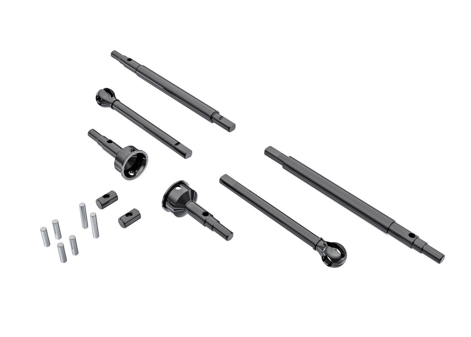 9756 Traxxas  Axle shafts, front (2), rear (2)/ stub axles, front (2)