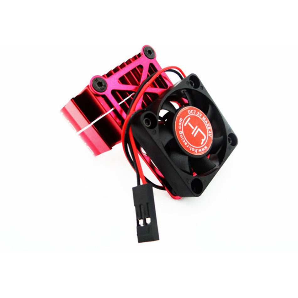 Hot Racing Clip-On Two-Piece Motor Heat Sink w/ Cooling Fan (Red) – 540/550 Motors