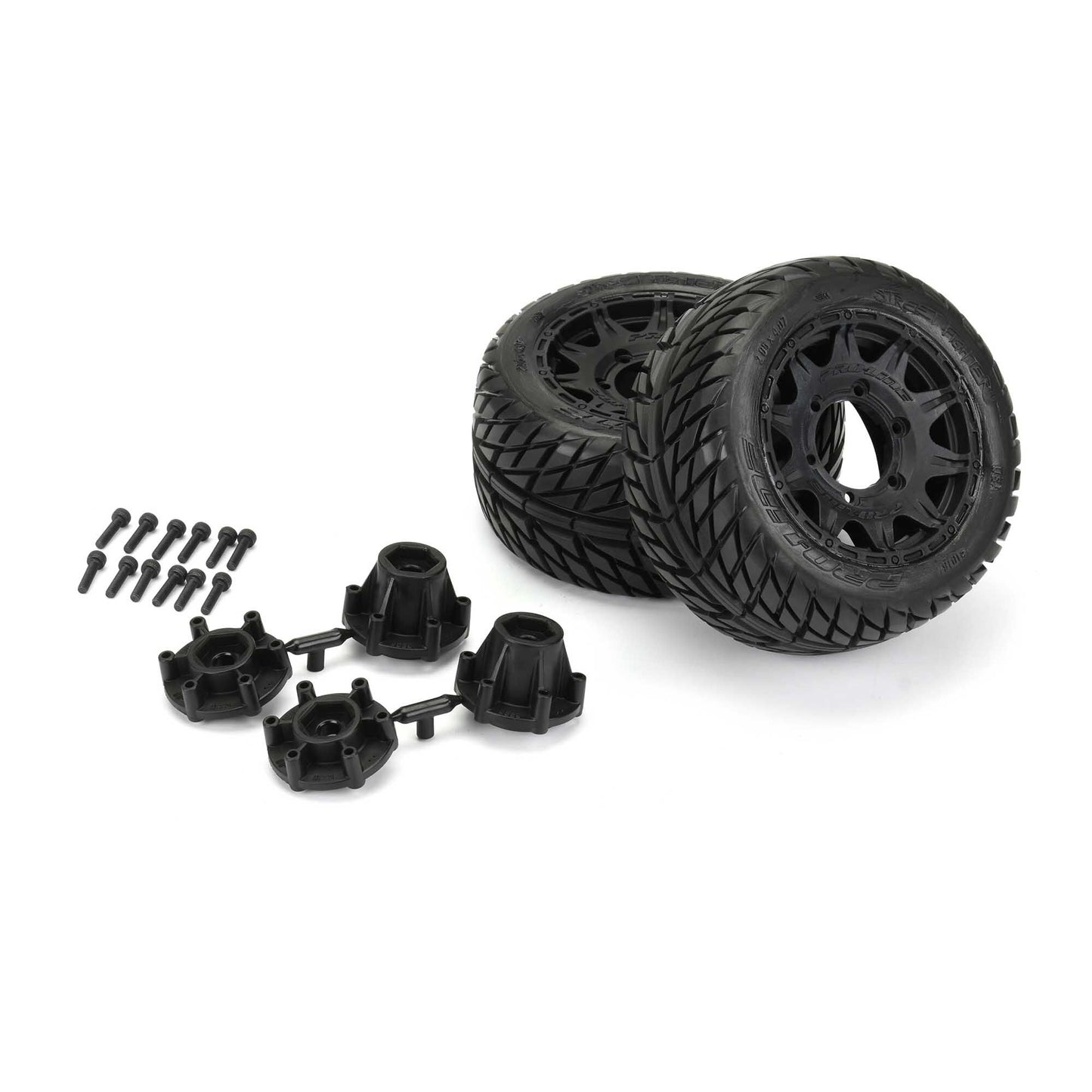 Pro-Line 1/10 Street Fighter LP Fr/Rr 2.8" MT Tires Mounted 12mm Blk Raid (2)