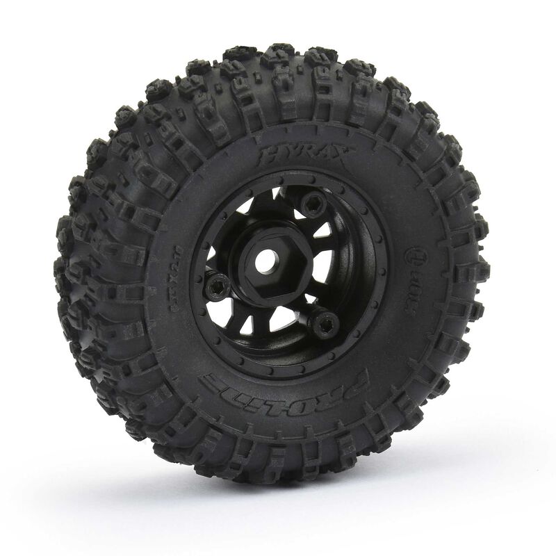 1/24 Pro-Line Hyrax Front/Rear 1.0" Tires Mounted 7mm Black Impulse (4): SCX24