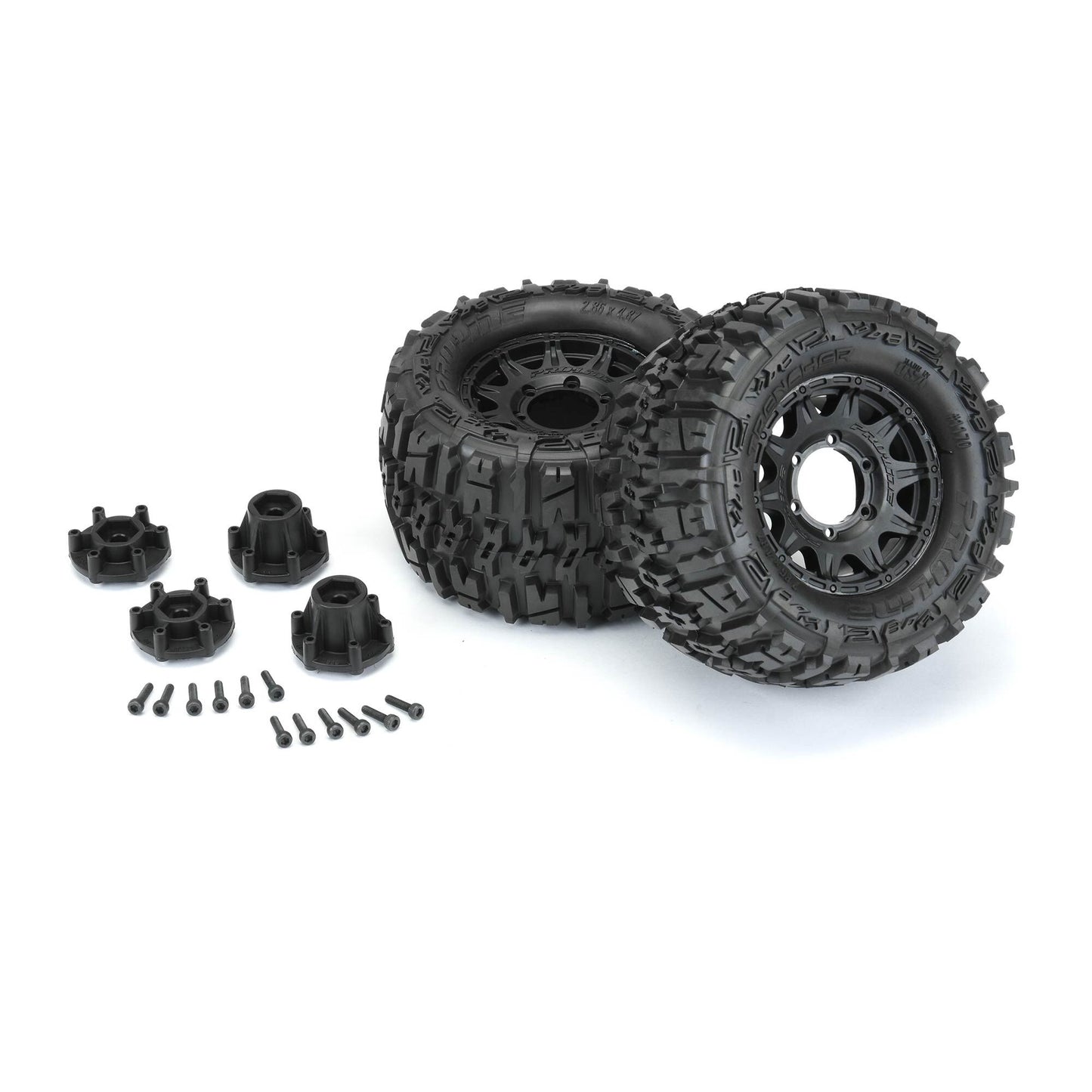 1/10 Trencher Front/Rear 2.8" MT Tires Mounted 12mm Blk Raid (2)