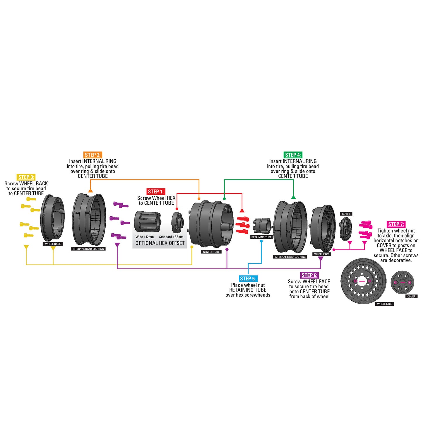 Pro-Line® 1/10 Carbine Front/Rear 1.9" 12mm Rock Crawler Wheels (2) Black