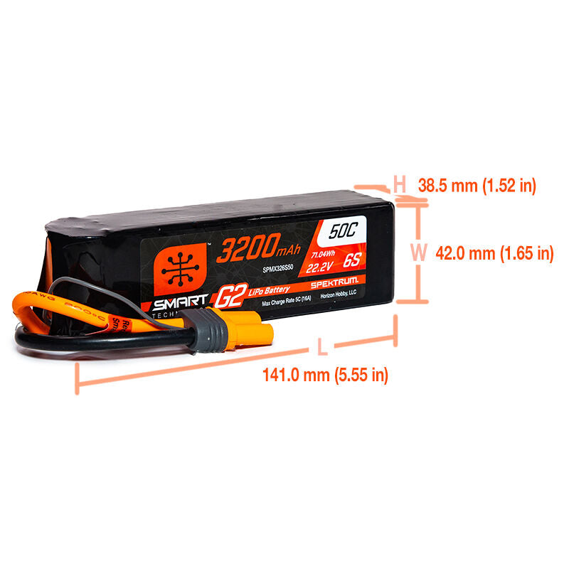 SPMX326S50 3200mAh 6S 22.2V Smart G2 LiPo 50C; IC5