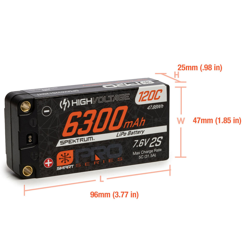 SPMX632S120HT 6300mAh 2S 7.6V Smart Pro Race HV LiPo 120C: 5mm