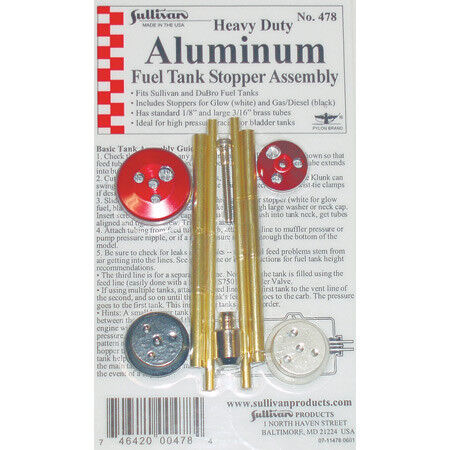 Sullivan Heavy-Duty Aluminum Fuel Tank Stopper Kit – Glow, Gas & Smoke [SUL478]
