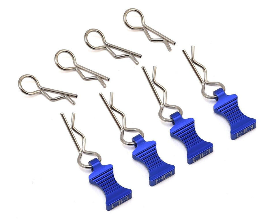 Hot Racing 1/10 Aluminum EZ Pulls (Blue) with Body Clips – 4 Pulls & 8 Clips [HRAAC03EZ06]