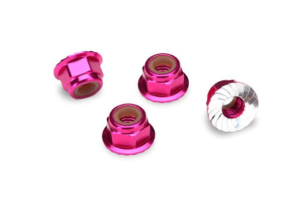 1747P Nuts 4mm Flanged Nylon Locking Pink