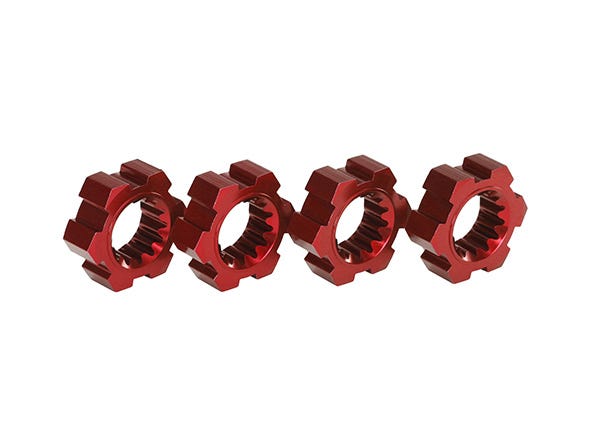 7756R Wheel hubs, hex, aluminum (red-anodized) (4)