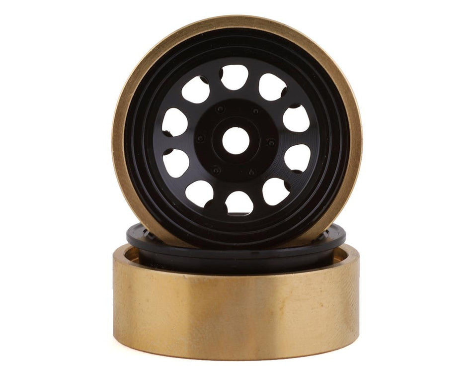 SSD RC SCX24 1.0” Aluminum/Brass D Hole Beadlock Wheels (Black) (2)