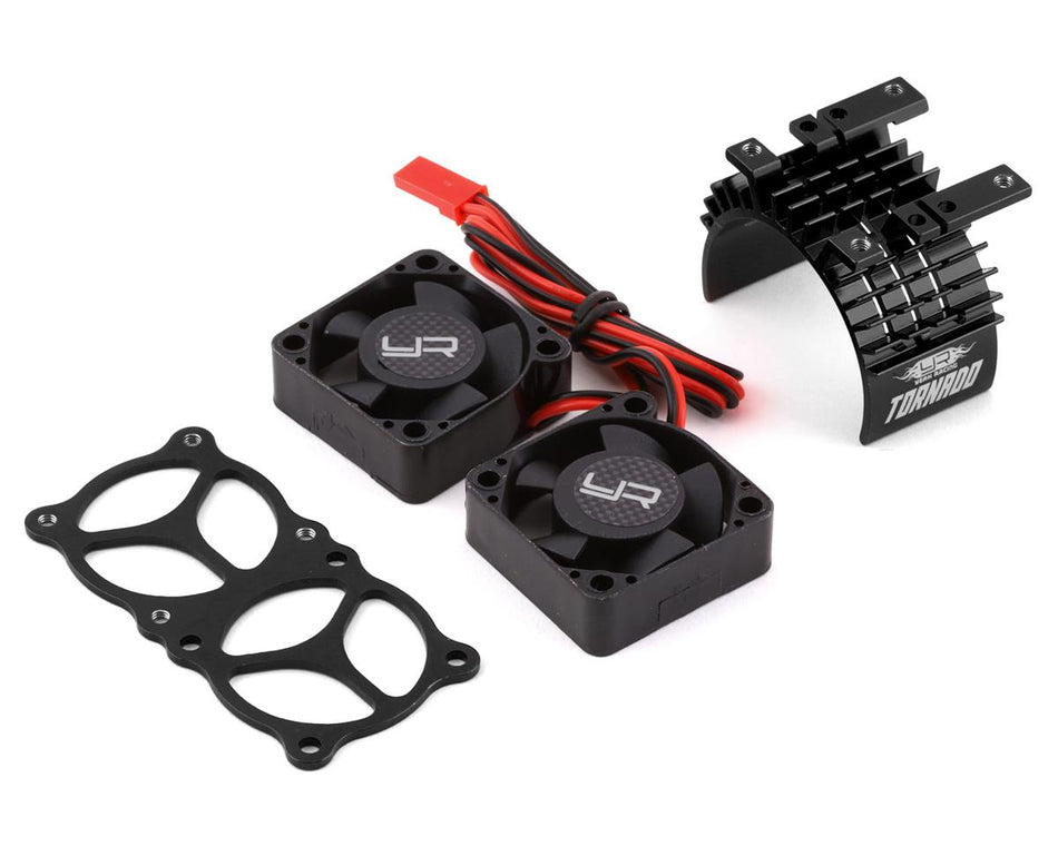 Yeah Racing Aluminum 540/550 Motor Heat Sink w/Twin Tornado Fans (Black)